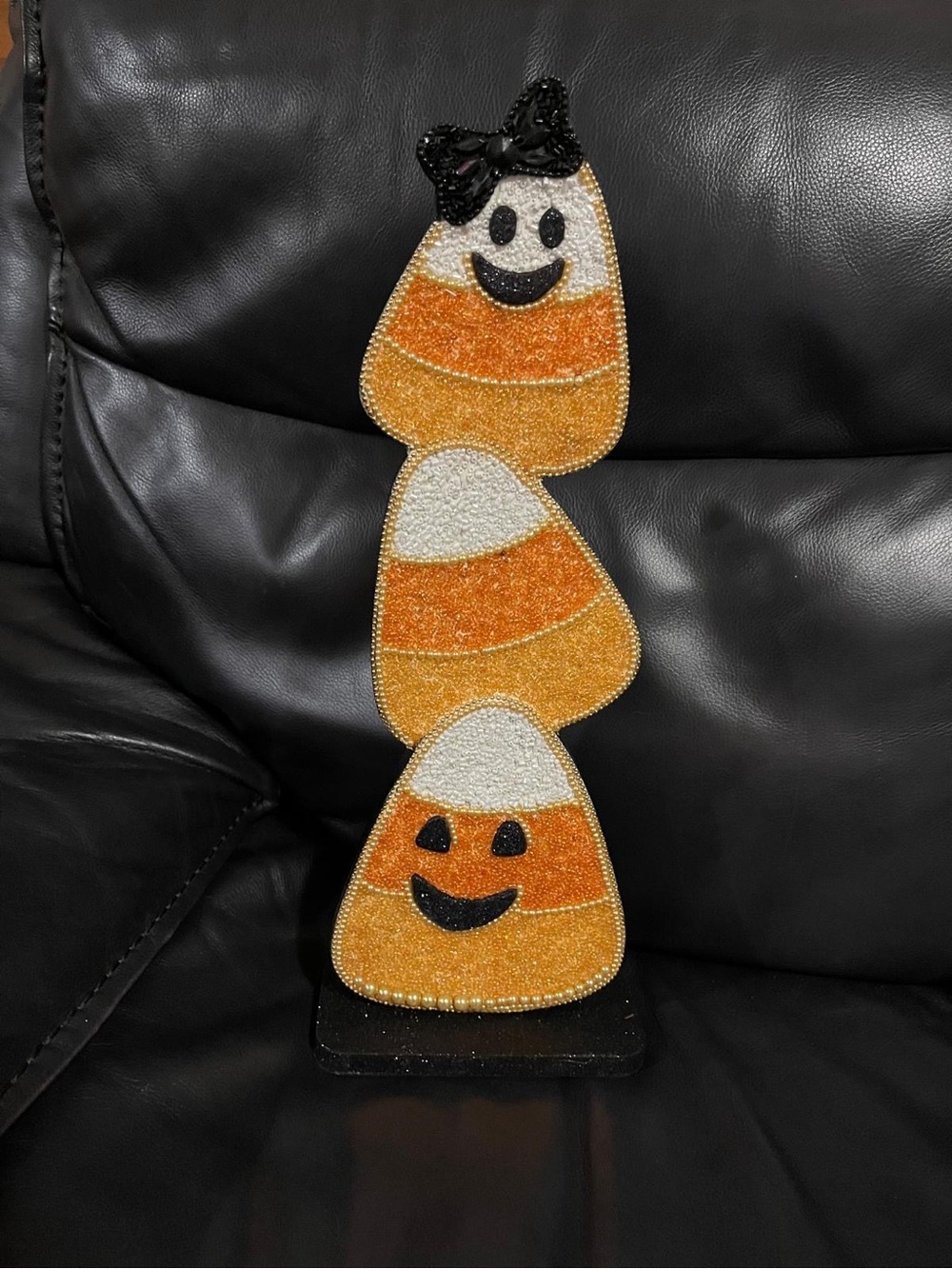 Halloween Wood and Beaded Candy Corn Decor